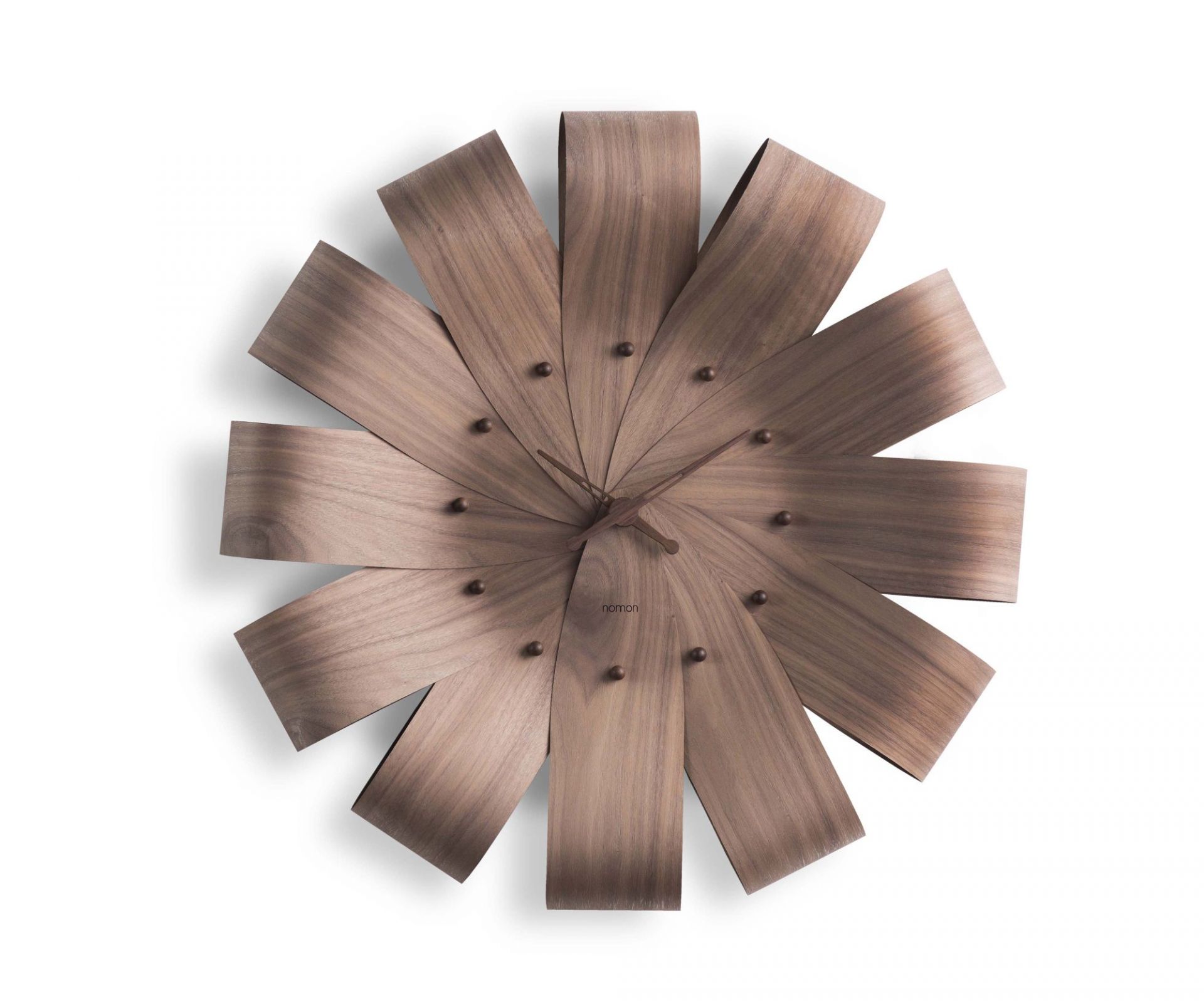 Ciclo Wanduhr von Nomon, Ø55cm, aus Holz mit floralem Design, moderne Wanddekoration.