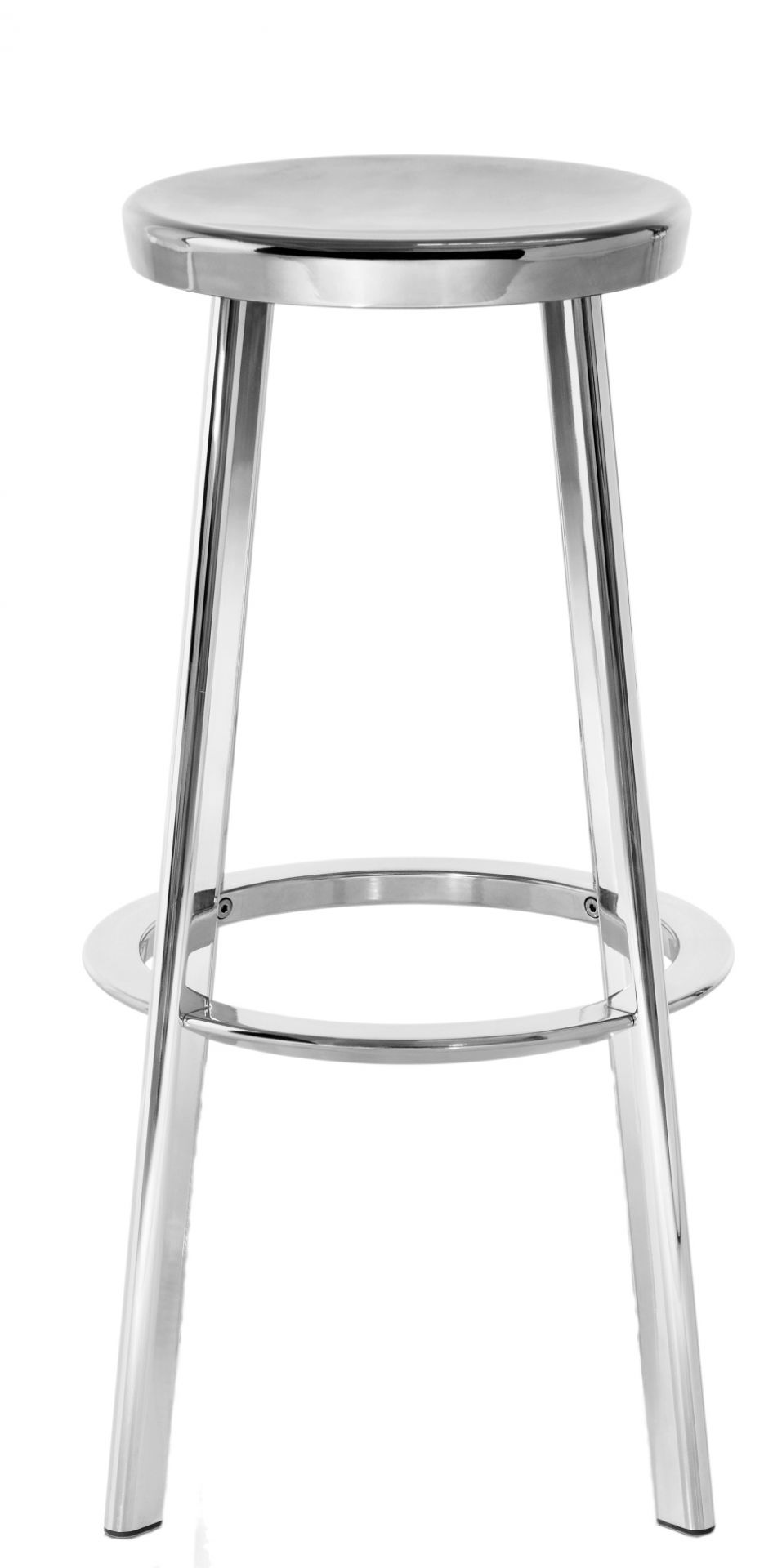 Déjà-vu Barhocker von Magis, hoch, aus poliertem Aluminium, ideal für moderne Küchen.