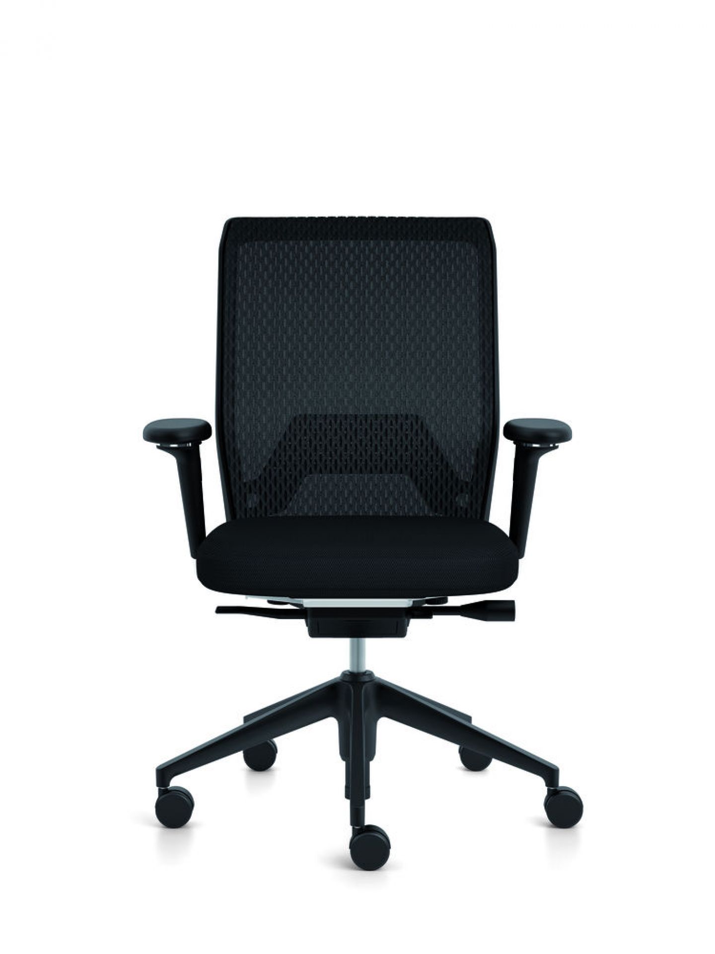 Schwarzer ID Mesh Bürodrehstuhl von Vitra mit Netzrücken und Armlehnen, ergonomischer Bürostuhl für das Büro.