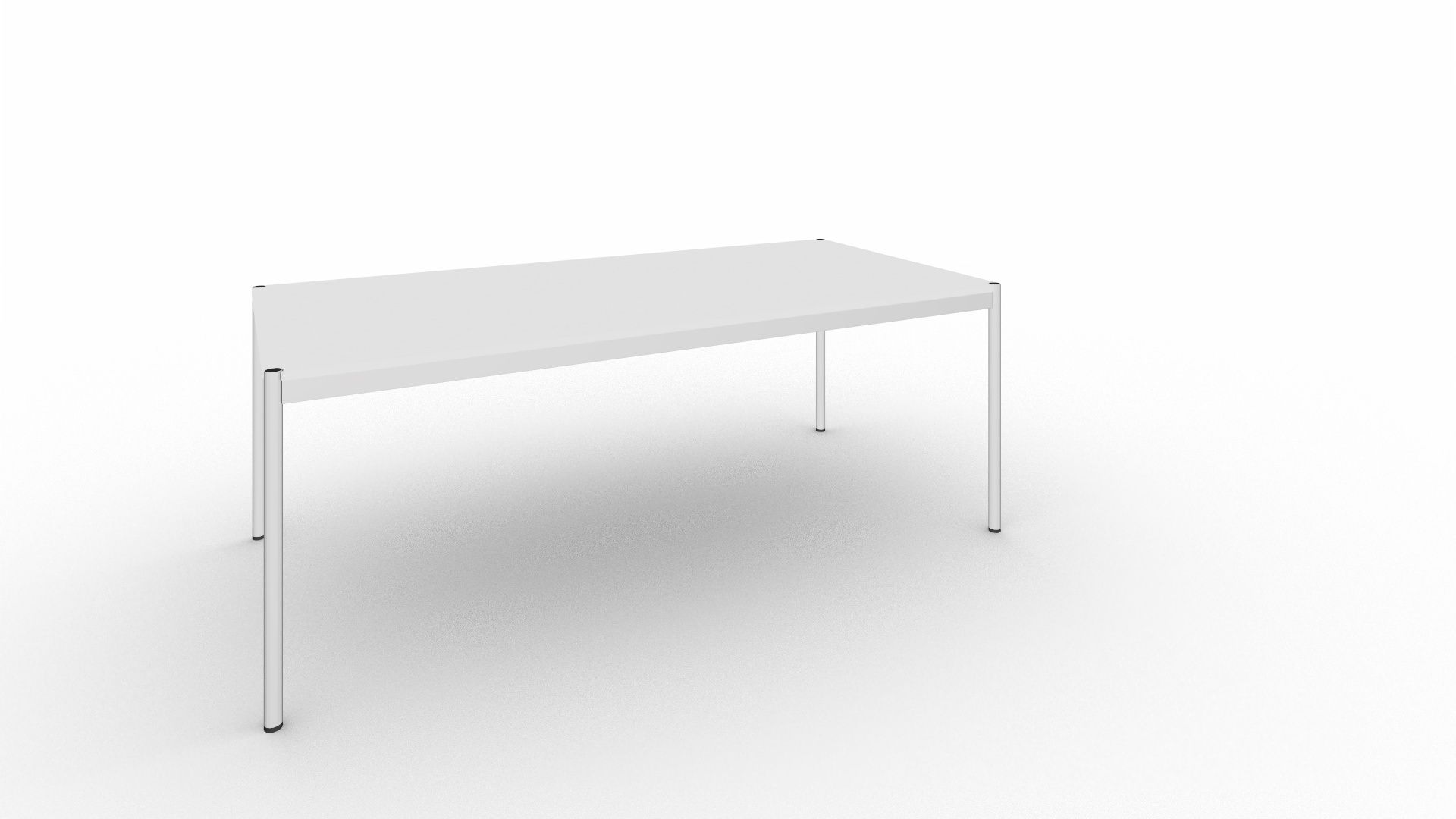 USM Haller Tisch in Perlgrau, 200 x 100 cm, mit minimalistischem Design und Stahlrohrgestell.