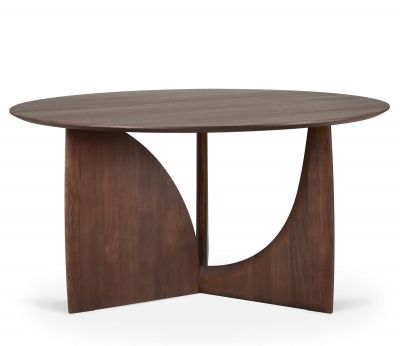 Geometric Tisch von Ethnicraft, Teakholz braun, runder Esstisch mit modernem, geometrischem Design.