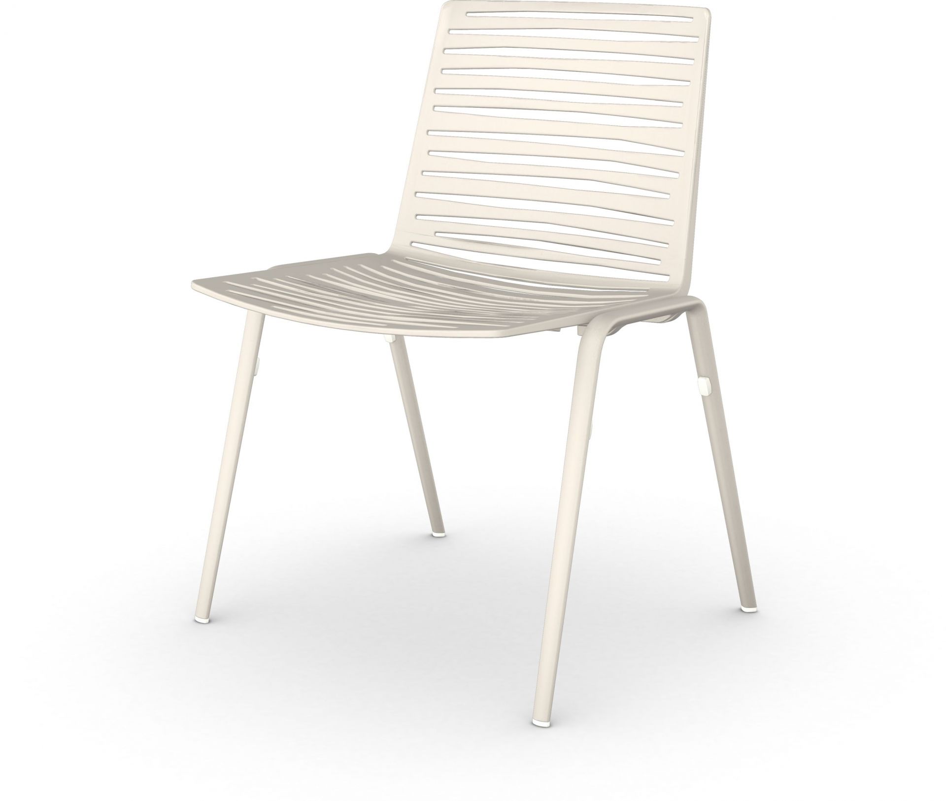 Zebra Stuhl Fast in Cremeweiss: Moderner Designstuhl mit horizontalen Streben für Esszimmer und Wohnbereich.