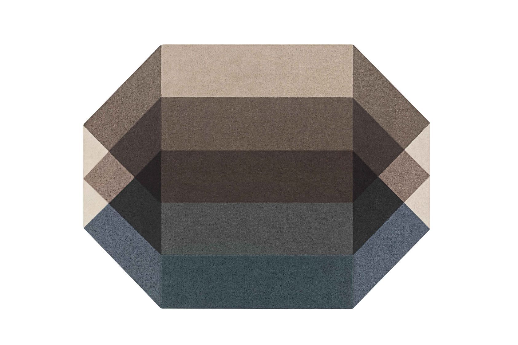 Diamond Teppich in Braun- und Blautönen, geometrisches Muster, moderner Teppich für Wohnzimmer und Schlafzimmer.