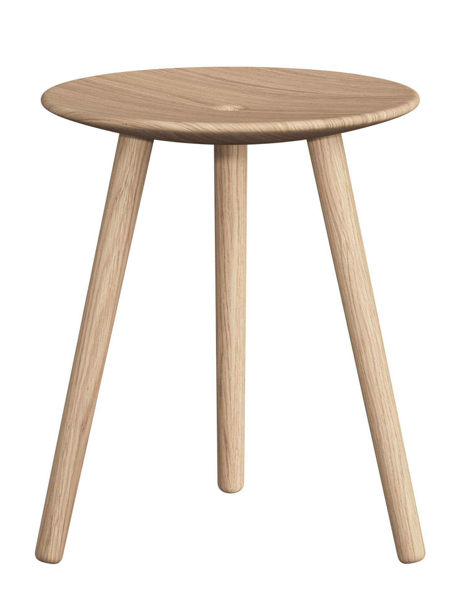 DI Volo Hocker von novoform: Runder, heller Holz-Hocker mit drei Beinen. Moderner skandinavischer Stil.