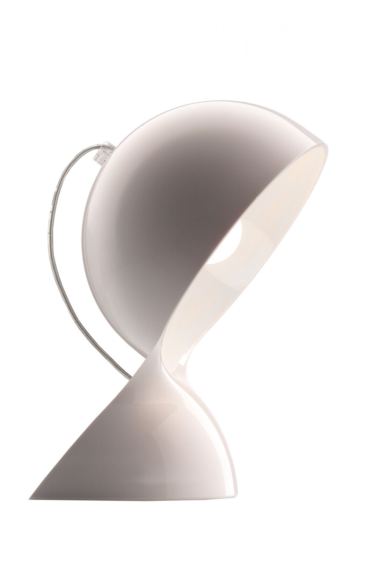 Weiße Dalu Tischleuchte von Artemide, modernes Design für Schreibtisch und Nachttisch.