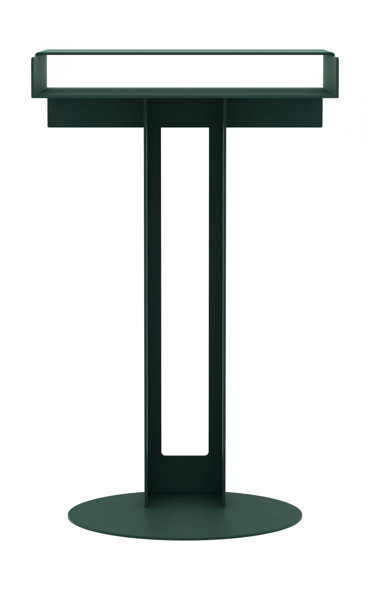 Umbra farbener Meta Side Table Beistelltisch von New Tendency mit runder Basis und Ablage.