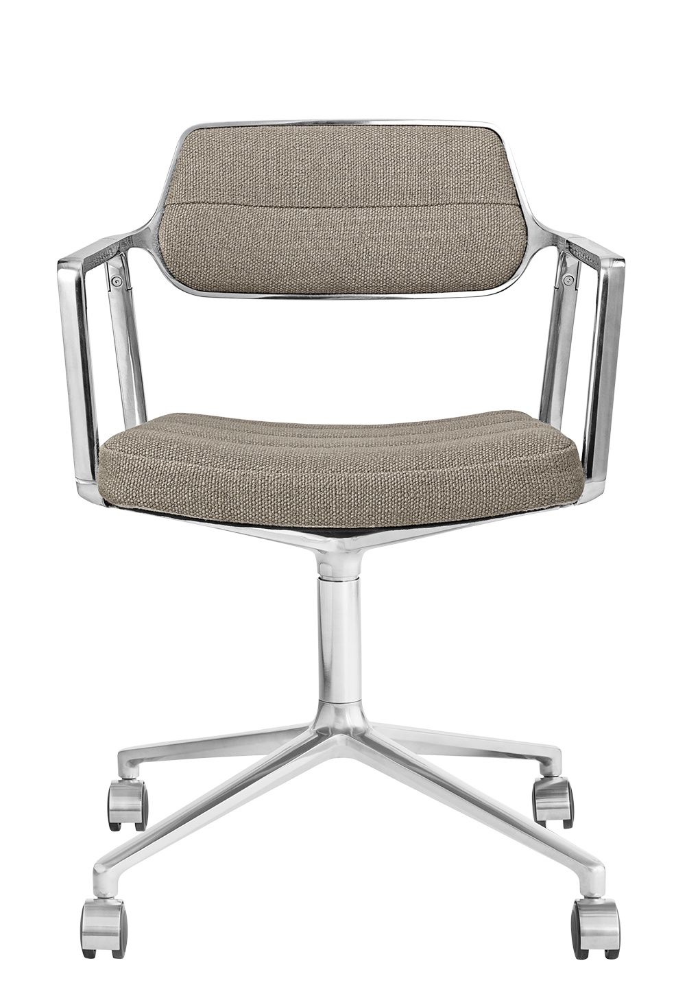 Vipp 453 / Vipp453 Drehstuhl Swivel Chair Vipp Dark sand Textil / polierter Aluminiumrahmen mit Rollen