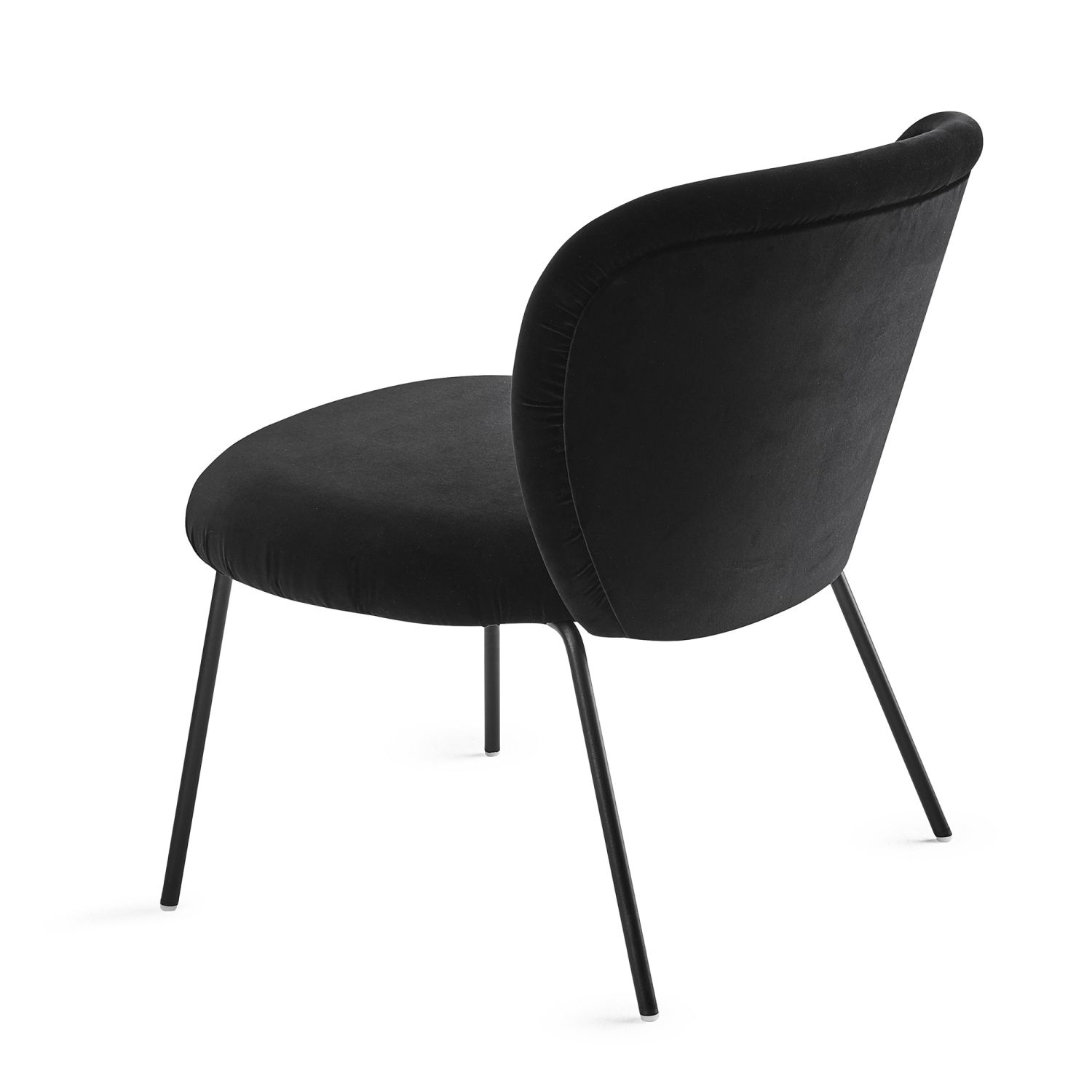 Schwarzer Ona Cocktail Stuhl von Freifrau Manufaktur, moderner Sessel mit Samtbezug und Metallbeinen.