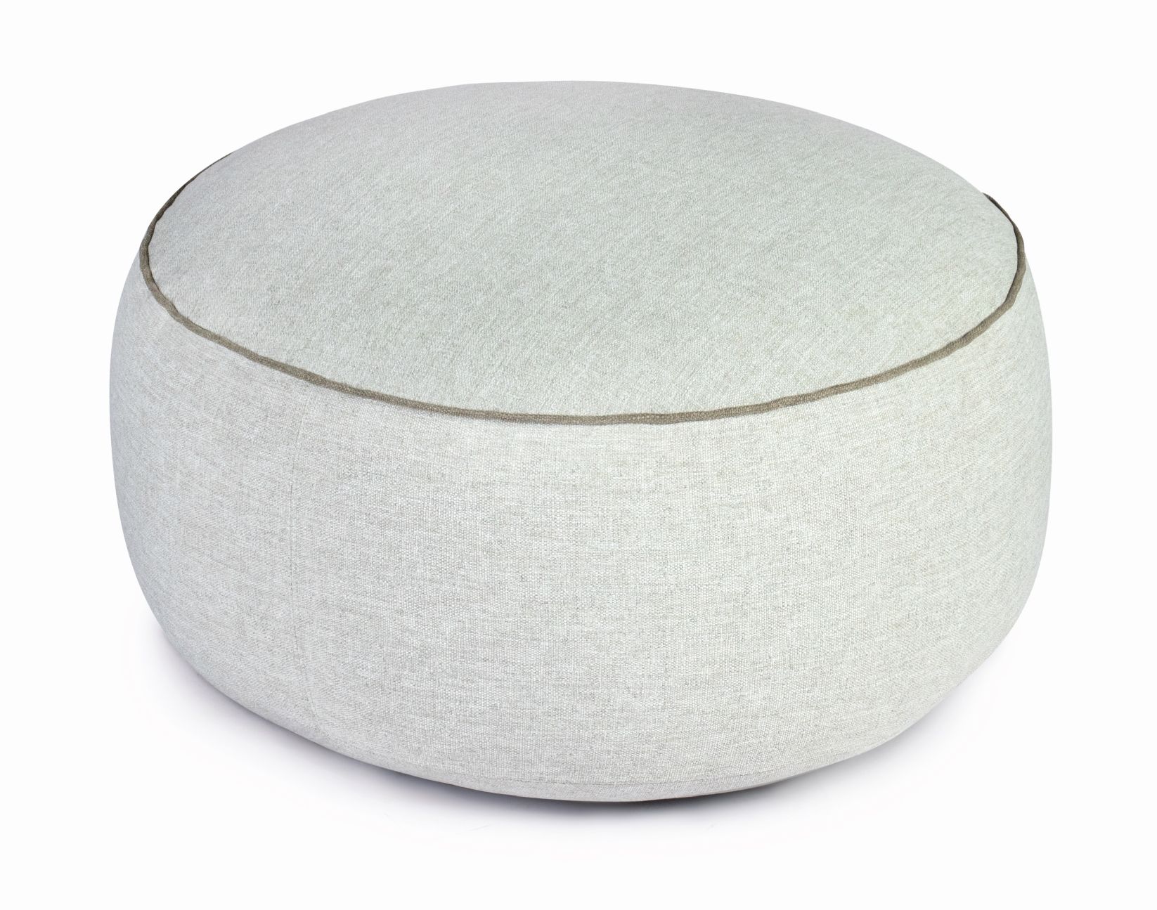 Weishäupl Maliha Lounge Hocker Pebble: Runder Outdoor Hocker in hellem Beige.