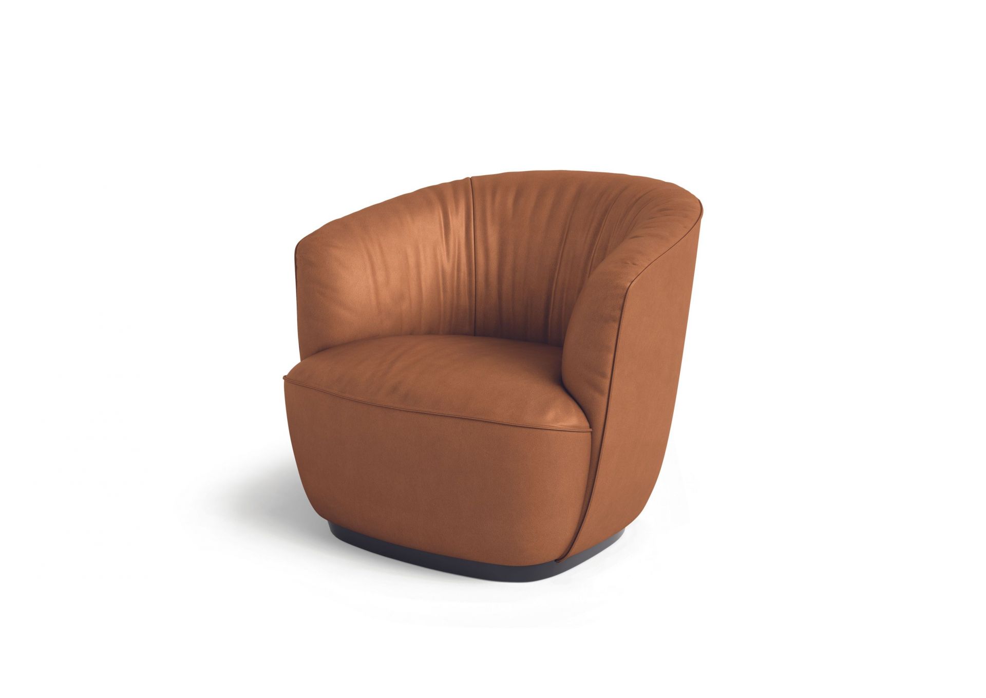 Ishino Sessel von Walter Knoll in braunem Leder, moderner Design Sessel für Wohnzimmer.