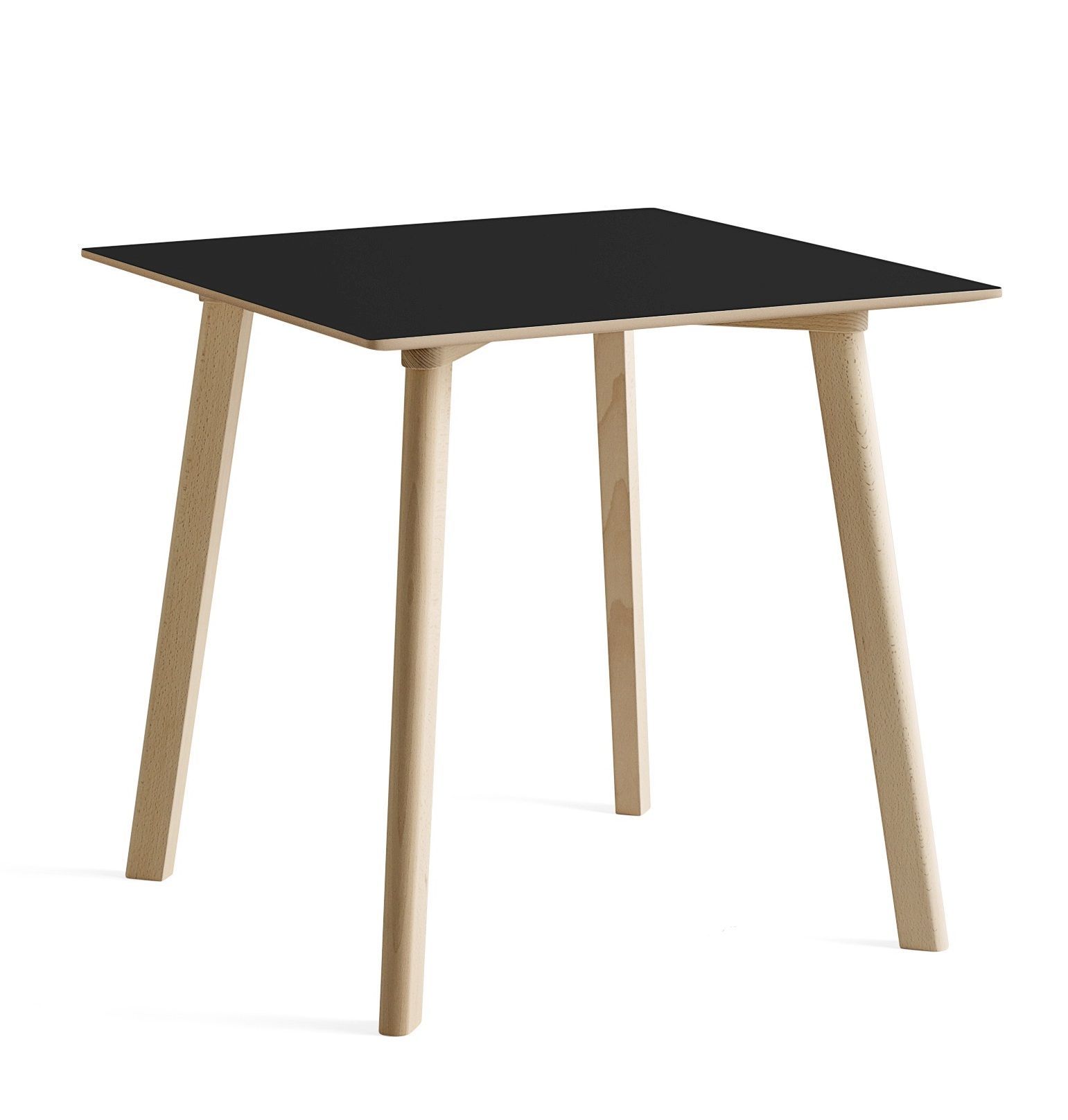 Schwarzer CPH Deux Tisch von Hay mit quadratischer Tischplatte und hellen Holzbeinen. Moderner Esstisch.