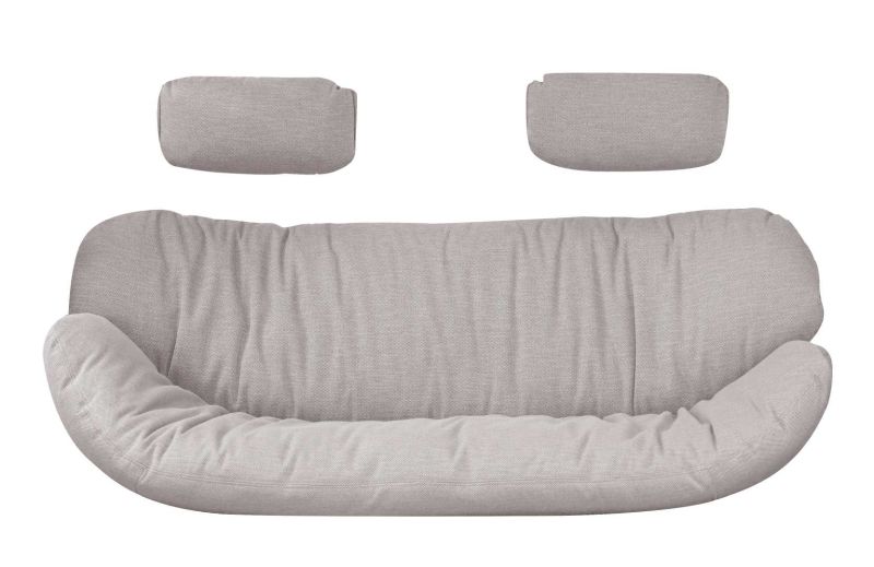Kissensatz mit Nackenkissen für Cane-Line Hive 2-Sitzer Outdoor Sofa, hellgrauer Stoff.