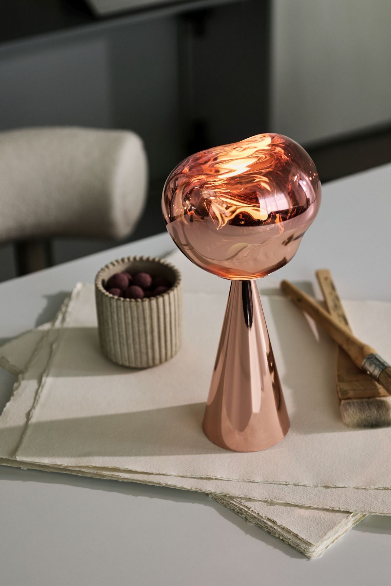 Melt Portable LED Tischleuchte Silber Tom Dixon