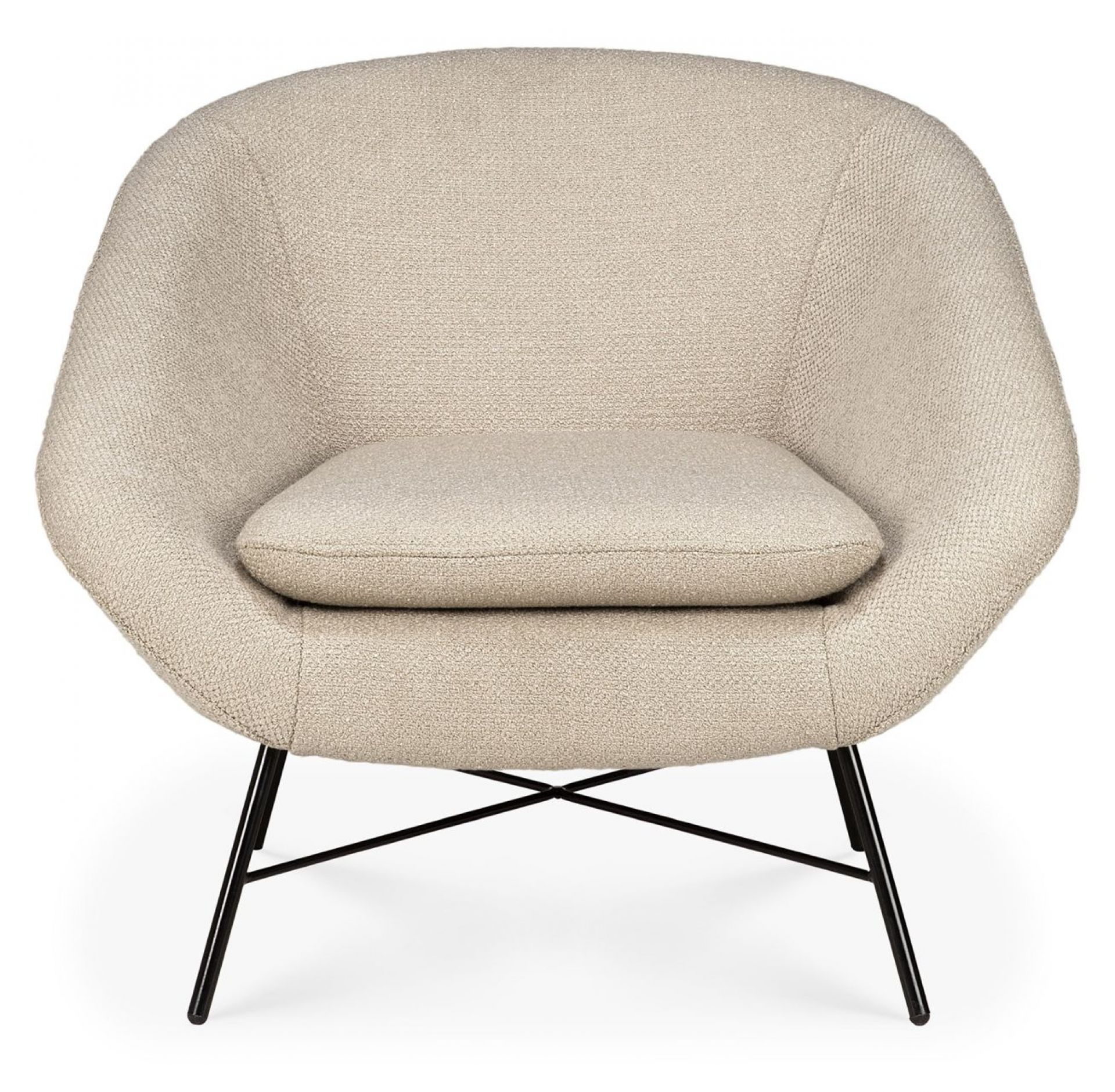 Barrow Sessel in Off-White von Ethnicraft: Moderner Polstersessel mit schwarzem Metallgestell.