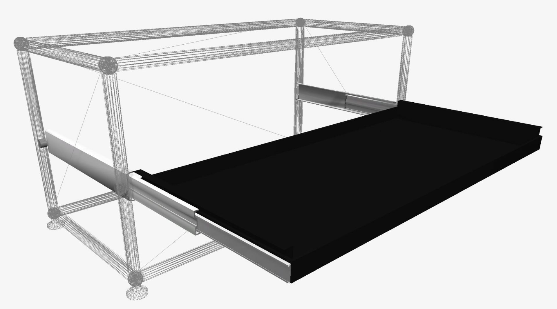 USM Haller Ausziehtablar in Schwarz, 50 x 35 cm, als Ersatzteil für modulare Möbel.