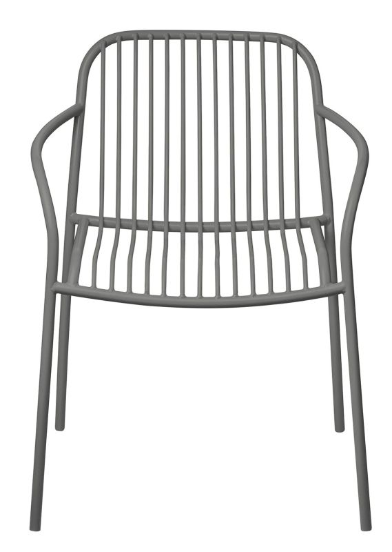 Blomus Yua Armlehnstuhl für den Außenbereich, moderner Drahtstuhl in Grau, Gartenmöbel für Terrasse.
