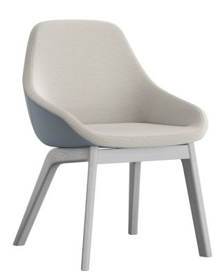 Morph Dining Chair: Moderner Stuhl mit beigem Stoffbezug und hellem Holzgestell für Esszimmer.
