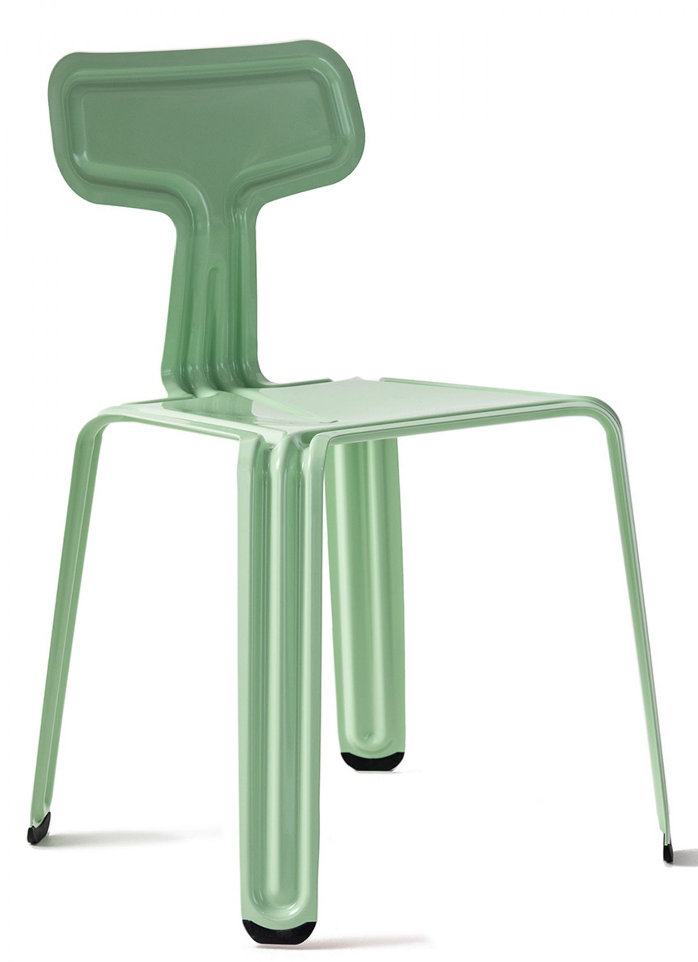 Grüner Pressed Chair Stuhl von Nils Holger Moormann, moderner Designstuhl für Esszimmer und Wohnbereich.