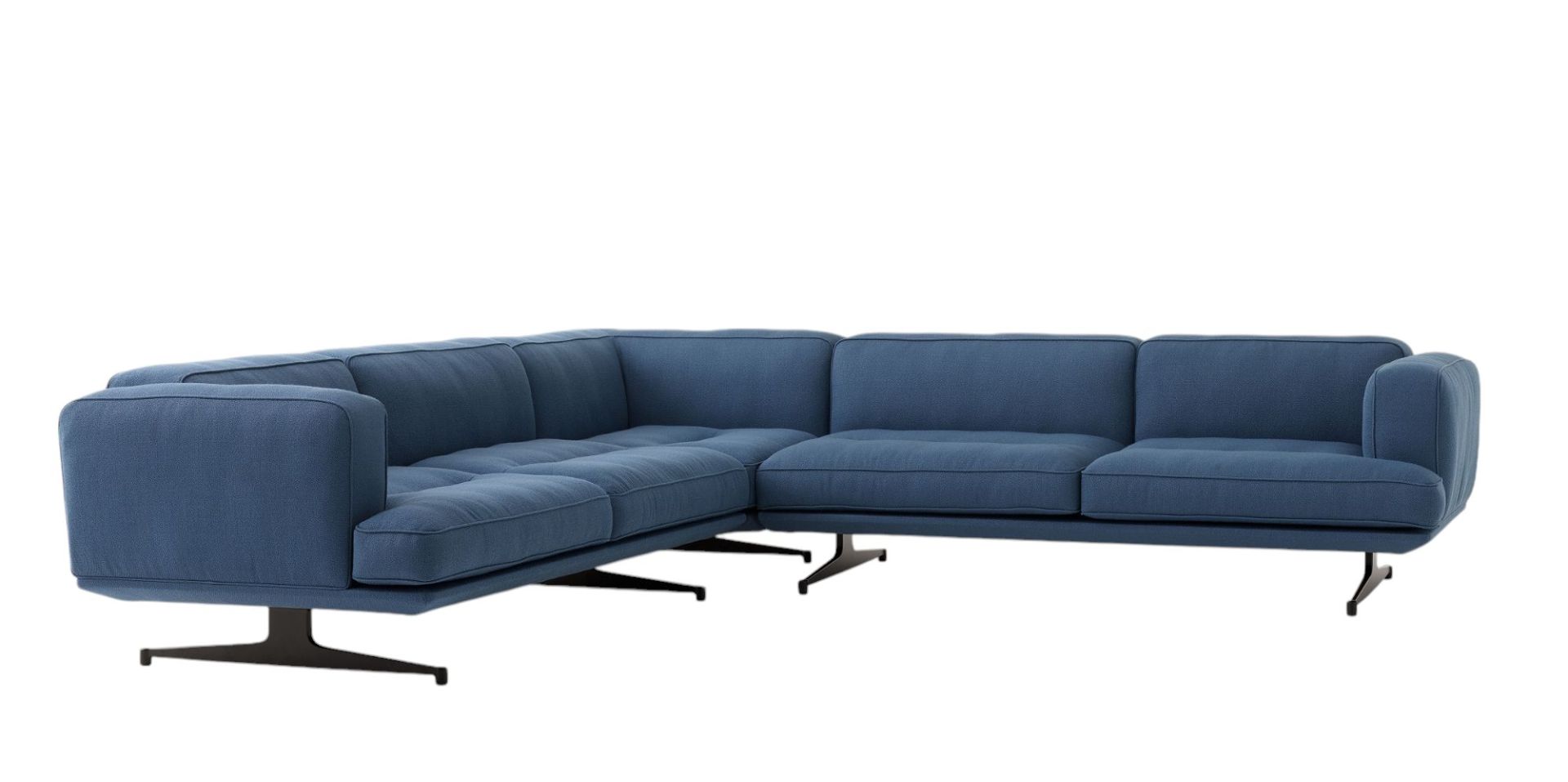 Blaues Ecksofa AndTradition Inland AV41 / AV42 mit schwarzen Füßen, modernes Design für Wohnzimmer.