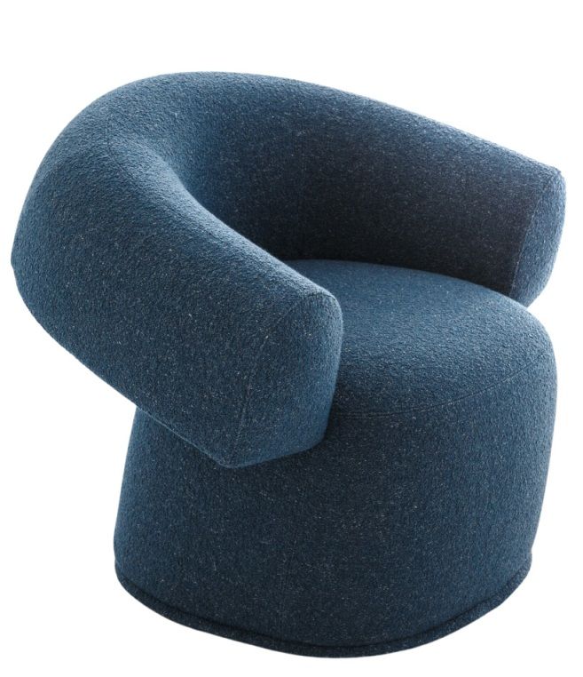Blauer Ruff Armchair Sessel von Moroso: Moderner Sessel mit Stoffbezug für Wohnzimmer und Lounge.