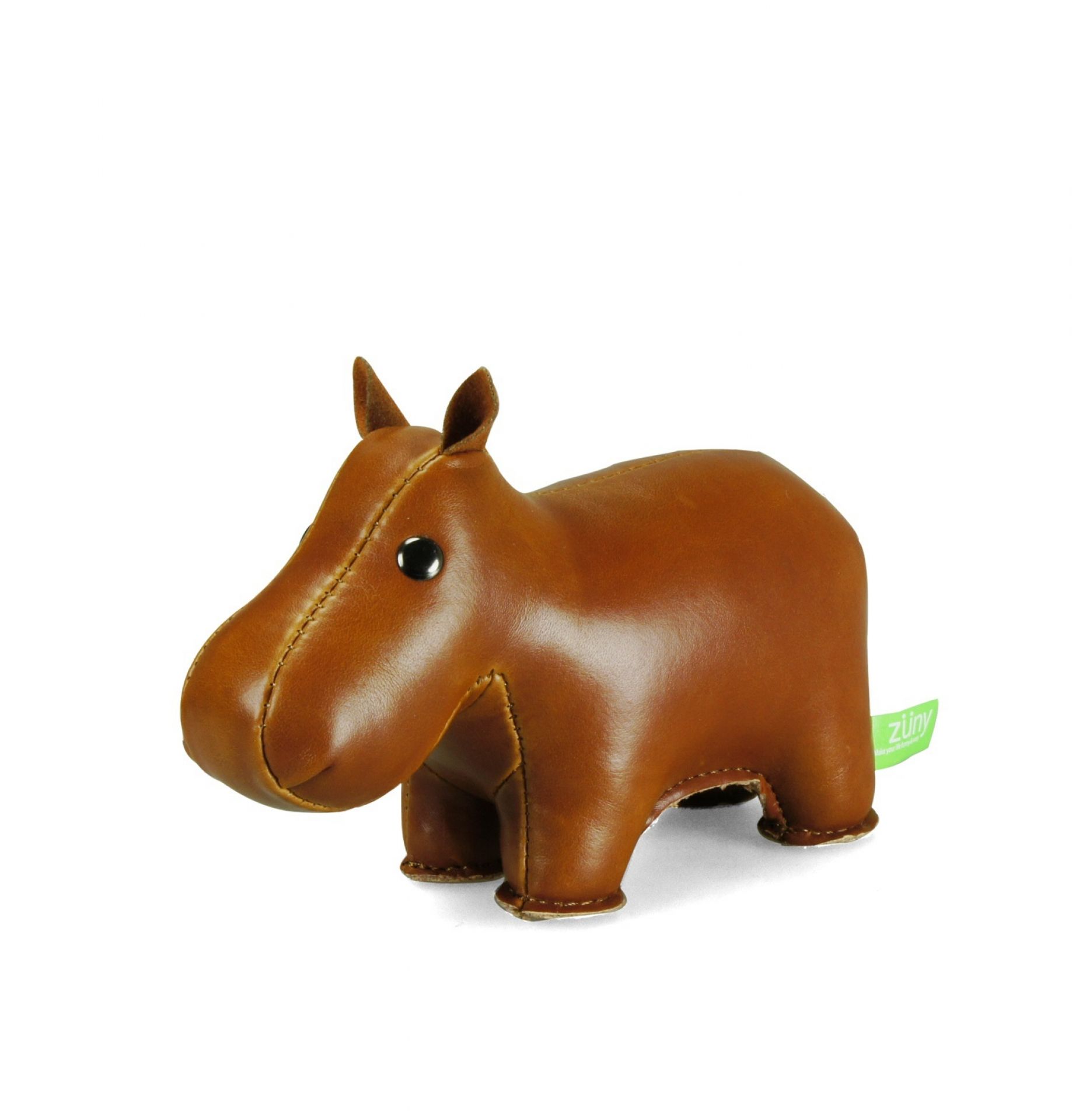 Briefbeschwerer Nilpferd von Züny, braunes Kunstleder, dekoratives Accessoire für Büro und Zuhause.