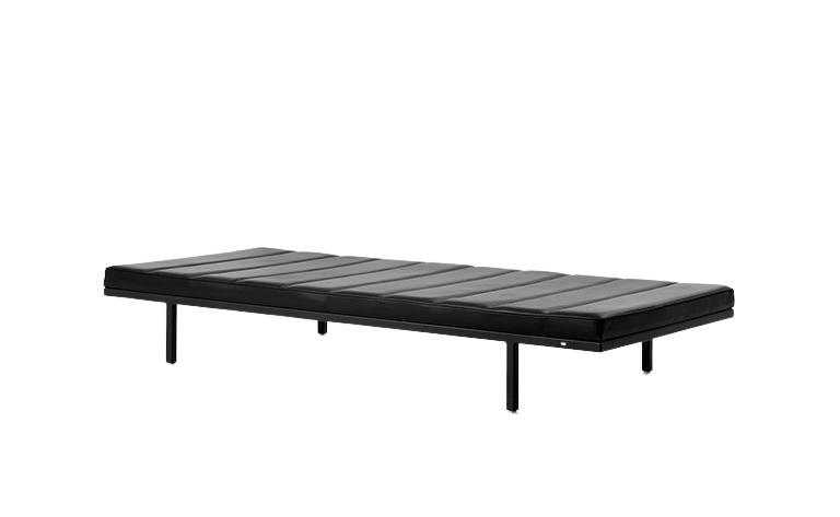 Schwarzes Vipp Daybed 461 mit Lederpolsterung und minimalistischem Design für moderne Wohnräume.