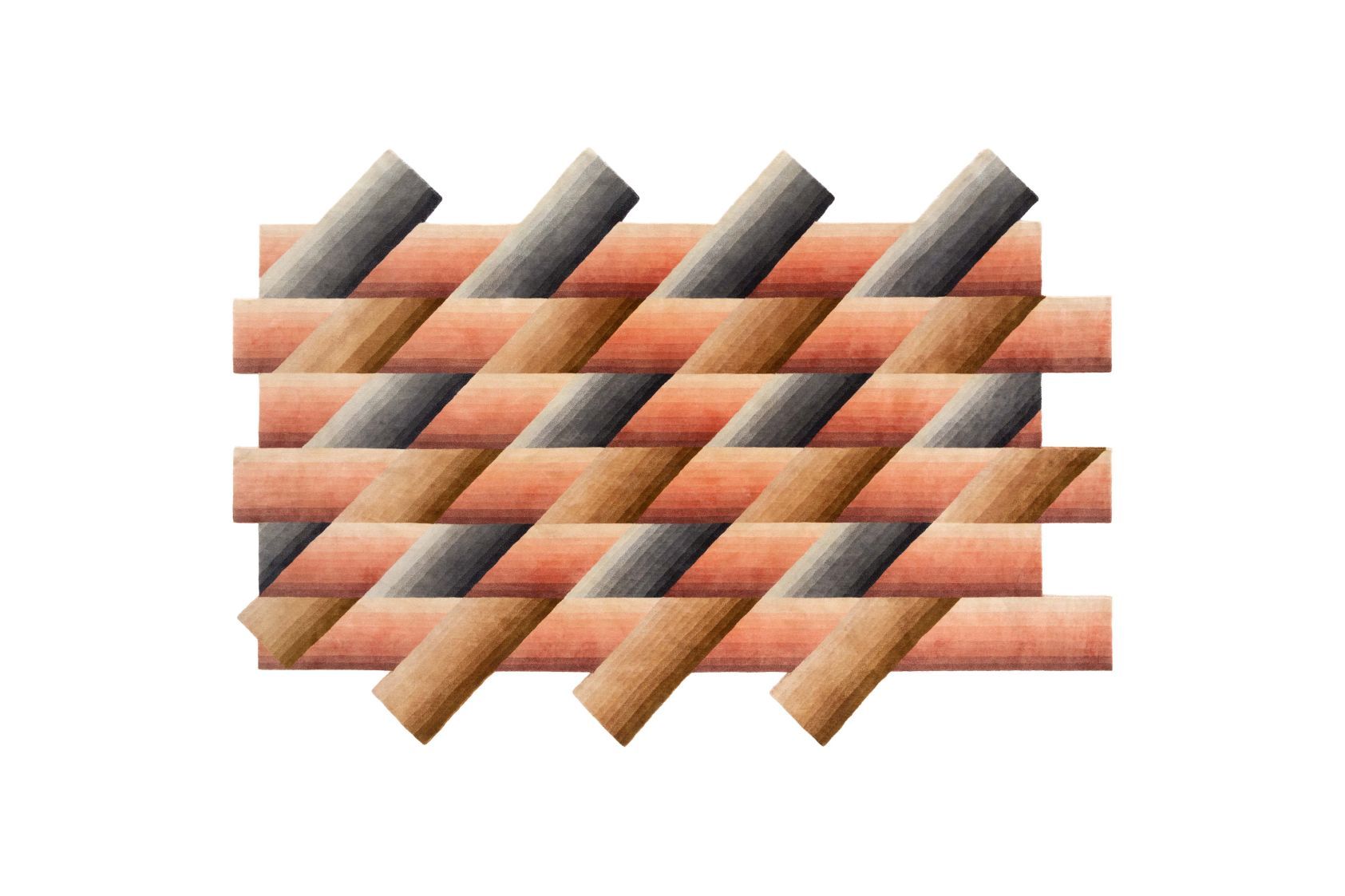 Detailaufnahme des Mirage Teppichs in Nude von Gan, zeigt ein abstraktes, grafisches Muster.