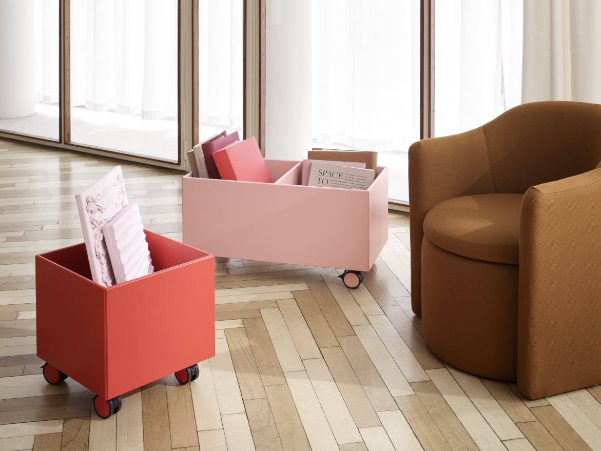 Colour Box Aufbewahrungsbox auf Rollen in Rosa und Rot, praktische Möbel für Kinderzimmer.