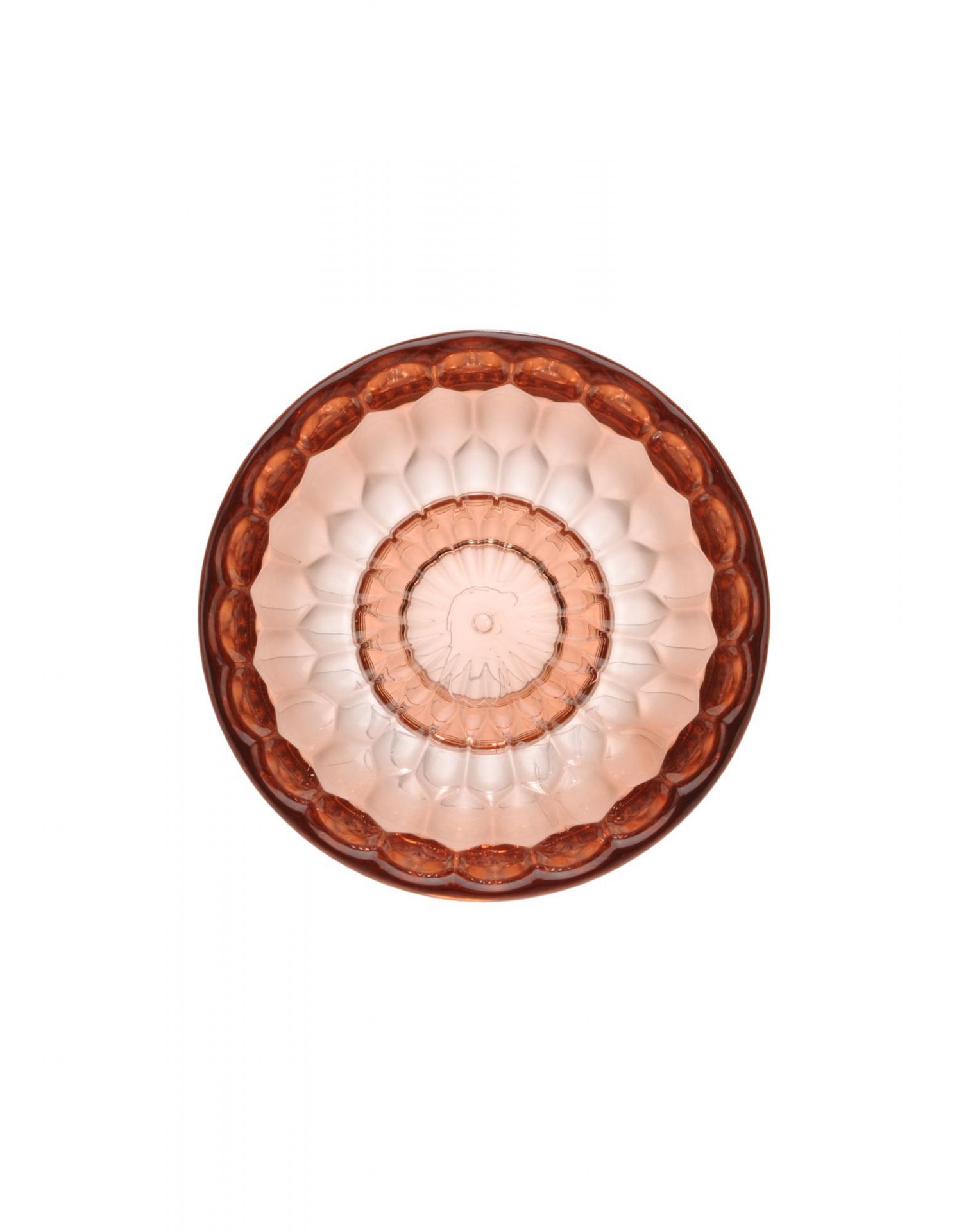 Nahaufnahme des rosafarbenen Kartell Jellies Garderobenhakens mit dekorativem, geometrischem Muster. Kleiner Design-Haken für Wandmontage.