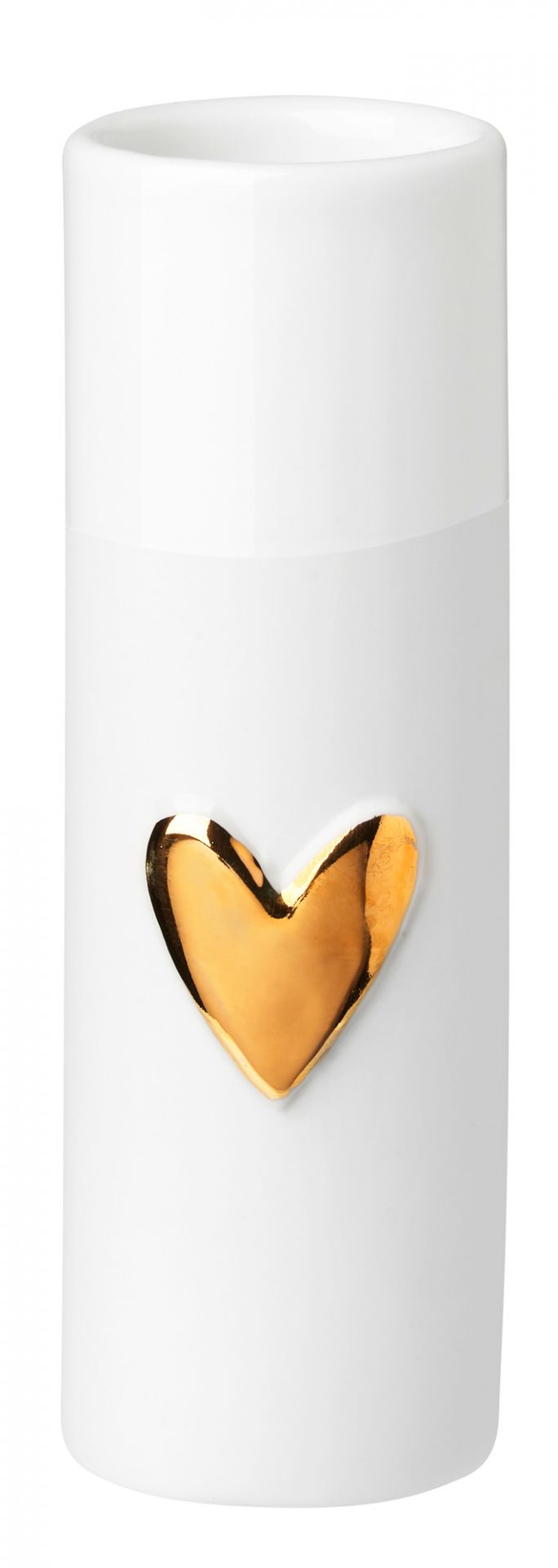 Weiße Räder Wolke Sieben Minivase mit goldenem Herz, moderne Deko für Wohnzimmer und Tischdekoration.