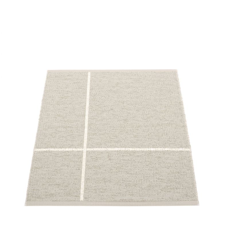 Pappelina Teppich Fred 70x90cm Linen, gewebter Teppich mit hellem Kreuzmuster, skandinavisches Design.