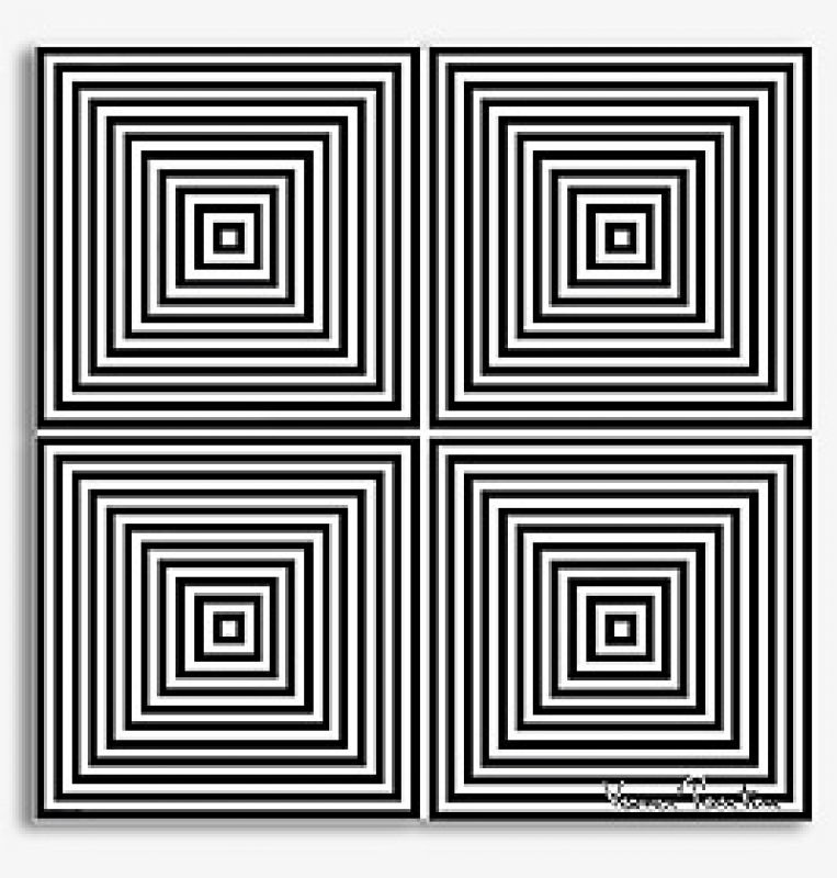 Panton Teppich 1: Quadratisches Muster in Schwarz und Weiß, modernes Design für Wohnräume.