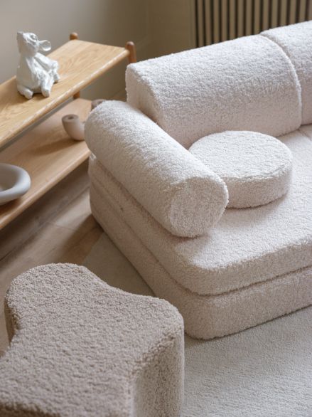 Kinderspielsofa Teddystoff Cremeweiß Wigiwama