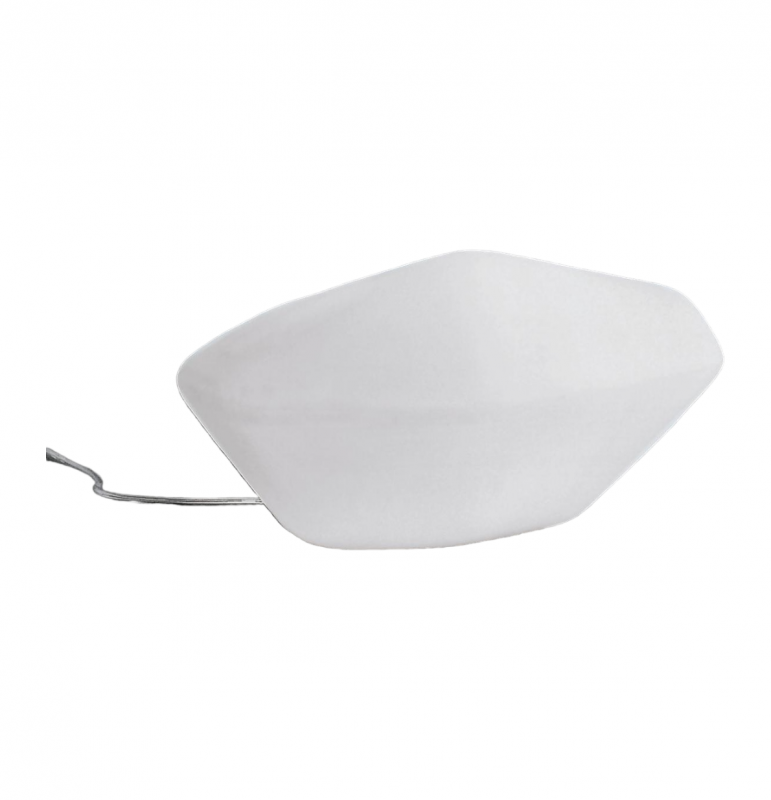 Weiße Stone of Glass Bodenleuchte von Oluce, moderne Außenleuchte für Garten und Terrasse.