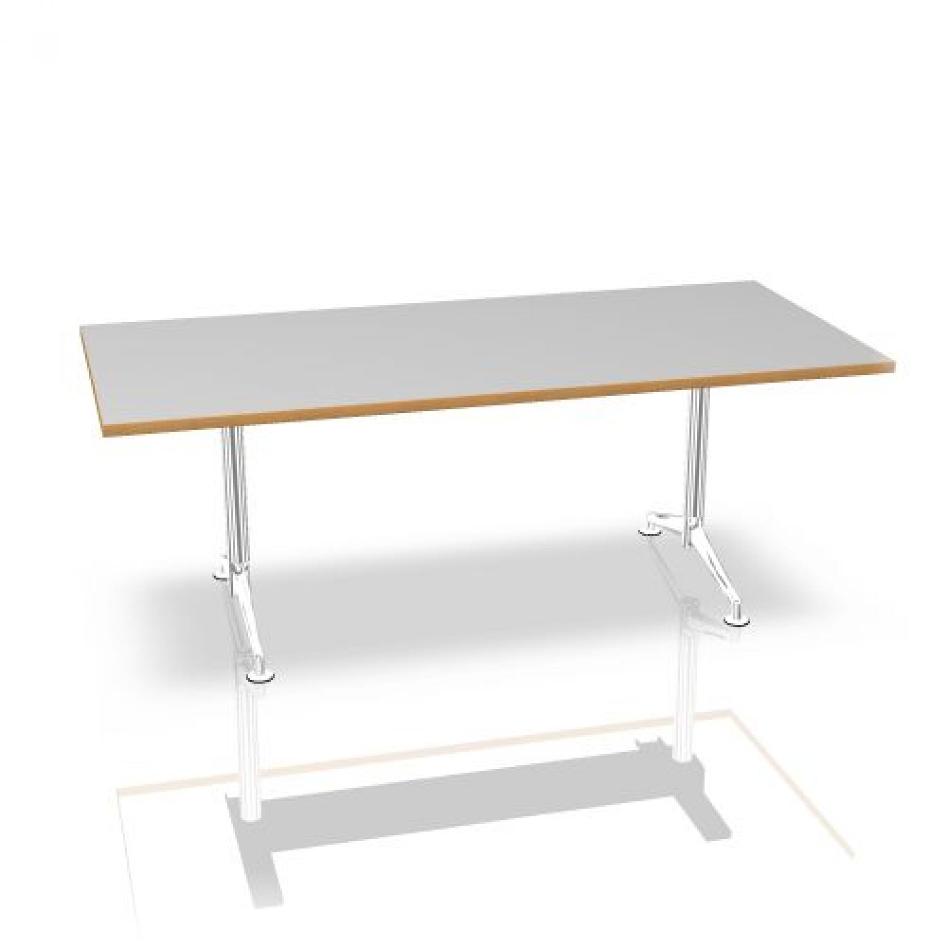 Fina Conference Tisch von Brunner mit grauer Tischplatte und Chromgestell für Konferenzräume.