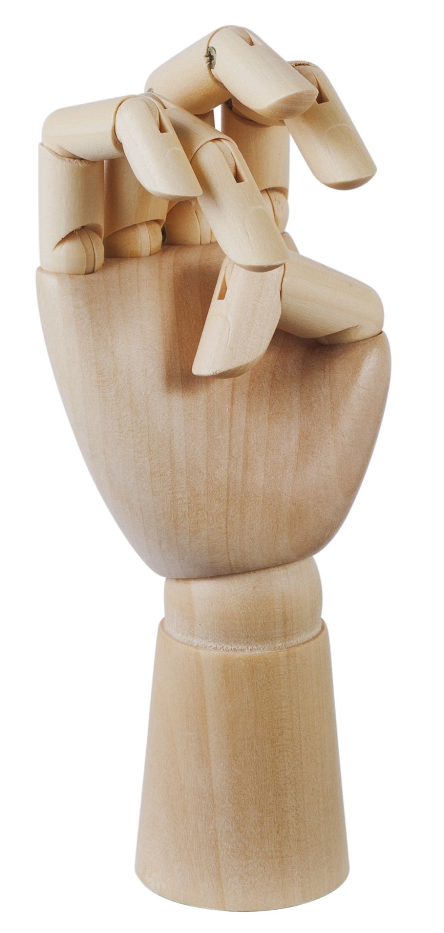 Nahaufnahme der Wooden Hand S, einer beweglichen Holzhand für Künstler und Dekoration, EINZELSTÜCK.