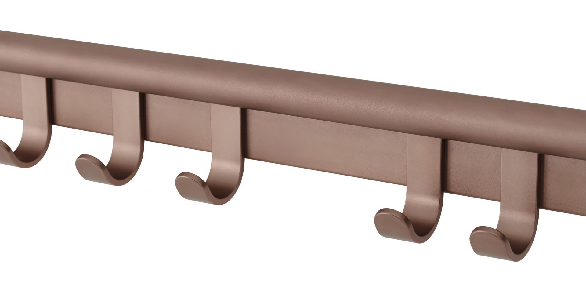 Muuto Coil Coat Rack Wandgarderobe in Bronze, Detailaufnahme der Haken für Jacken und Mäntel.
