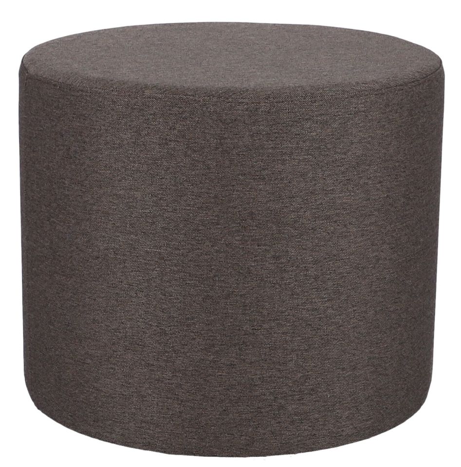 Brauner Rondo Pouf von Jan Kurtz, runder Sitzhocker aus Stoff, modernes Wohnaccessoire.