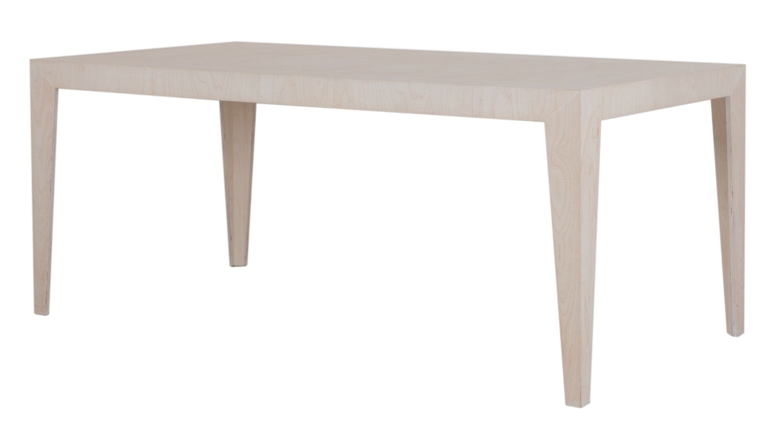 MARTA Tisch: Minimalistischer Holztisch mit geraden Beinen und hellem Holz für Esszimmer oder Küche.