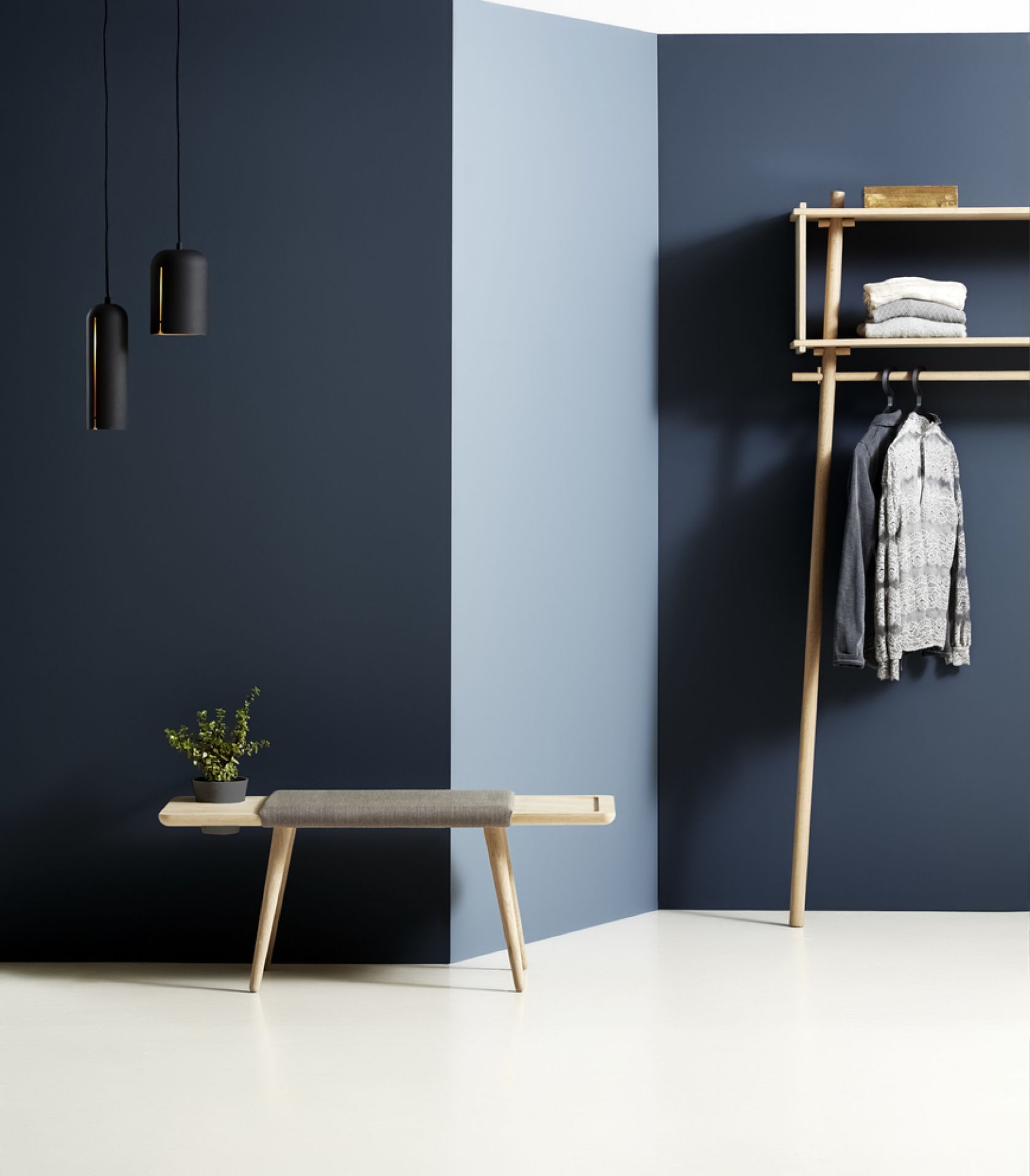 Töjbox Anlehngarderobe Woud Bx80 cm Eiche schwarz