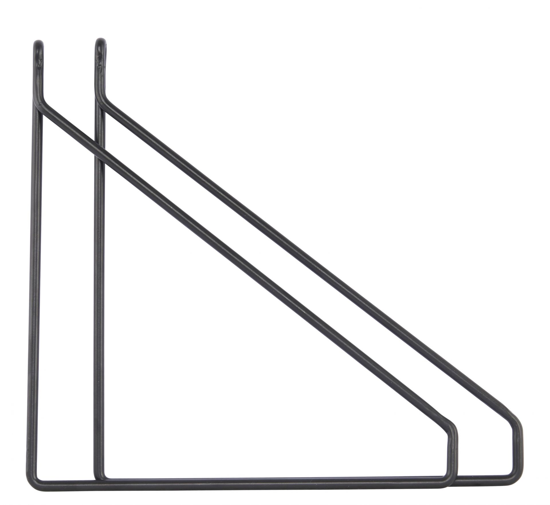 Apart Regalhalter Set von House Doctor: Zwei schwarze, minimalistische Wandregal-Halterungen aus Metall.