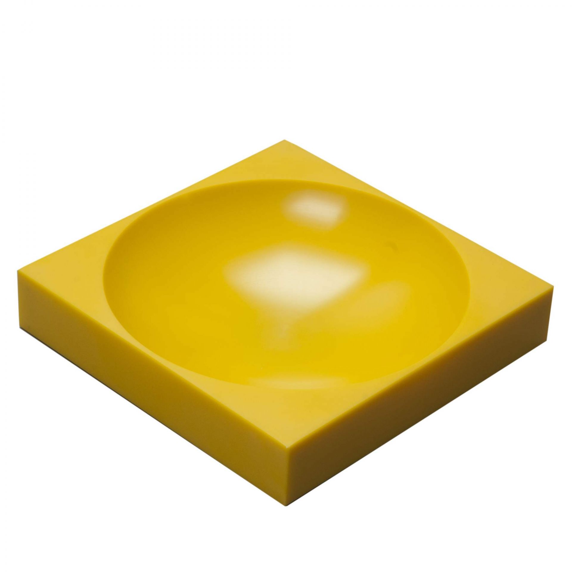 Gelbe Modul 1 Schale: Quadratische, magnetische Schüssel für Küche und Aufbewahrung. Farmer-Design.