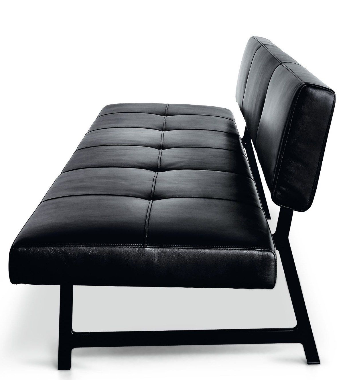 Schwarze 510 Foster Polsterbank von Walter Knoll mit Lederbezug und Metallgestell.