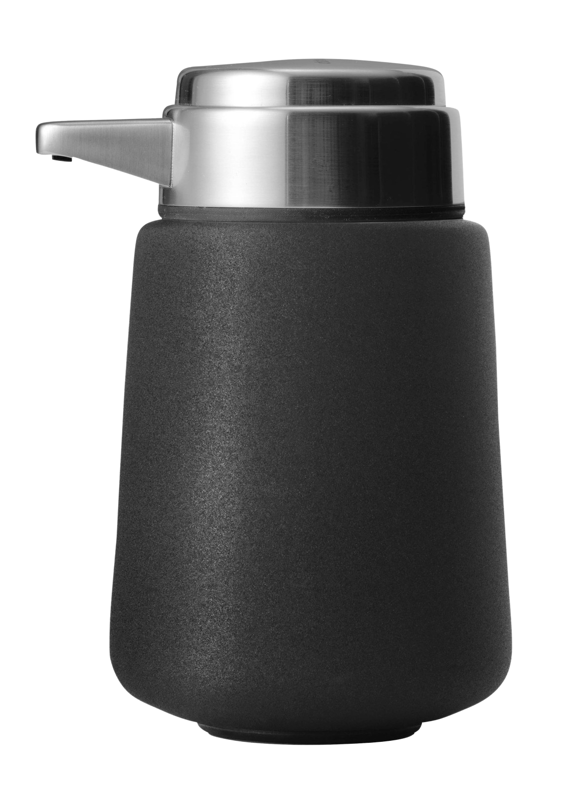 Schwarzer Vipp Seifenspender mit Edelstahlpumpe für Badezimmer und Küche, modernes Design.