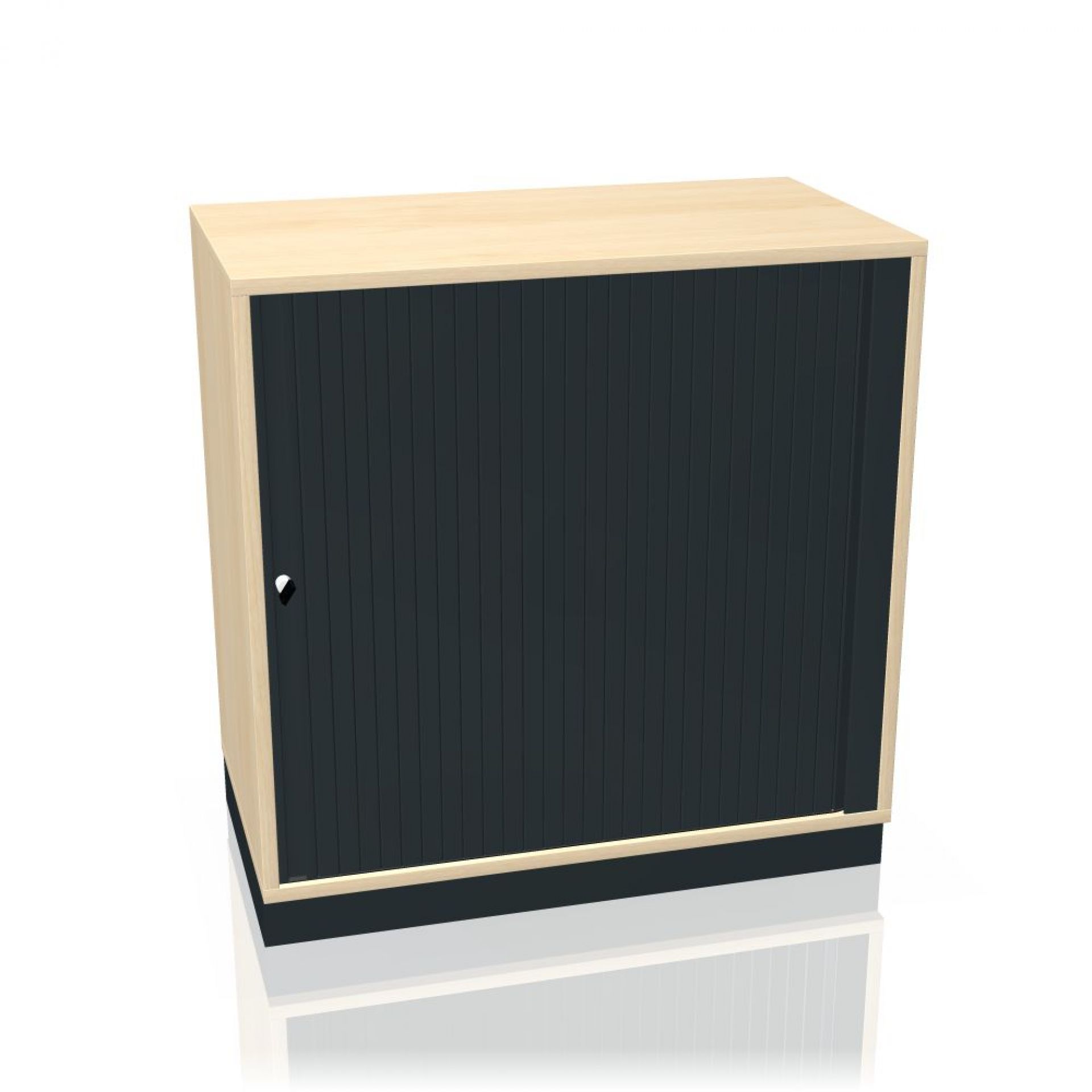 Allvia Querrollladenschrank von Assmann: Büroschrank mit Rolladen in Anthrazit und hellem Holzdekor.