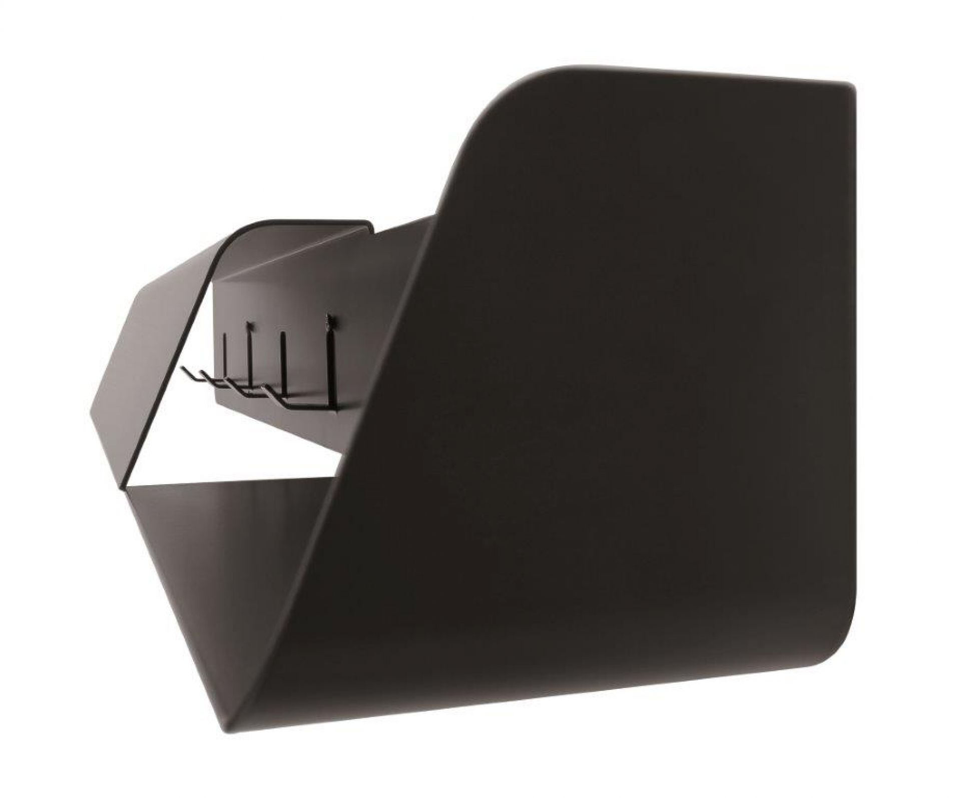 Schwarze Dock Garderobe mit Ablage und Haken, moderne Wandgarderobe für Flur und Eingangsbereich.