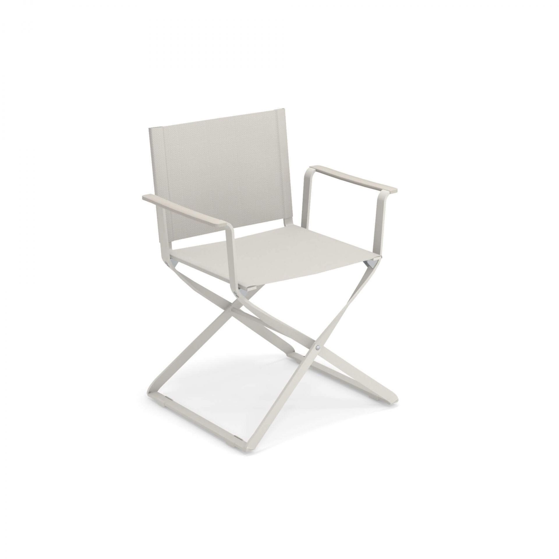 Weißer Ciak Regiestuhl von Emu für den Außenbereich, Gartenmöbel mit klappbarem Gestell.
