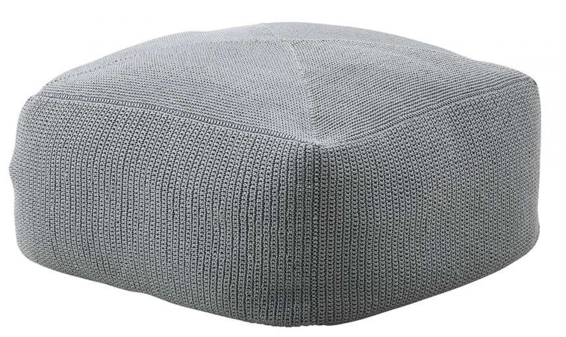 Grauer Divine Outdoor Hocker von Cane-Line, quadratisch und aus wetterfestem Material geflochten.