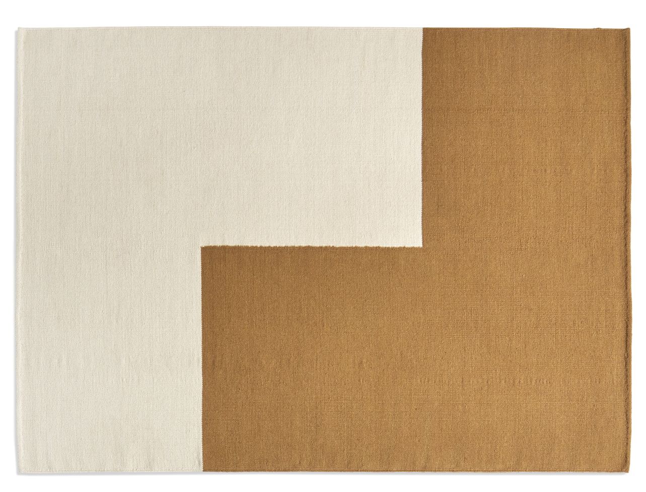 Ethan Cook Teppich, Hay Brown, 170x240 cm. Moderner, rechteckiger Teppich mit Farbblock-Design in Beige und Braun.
