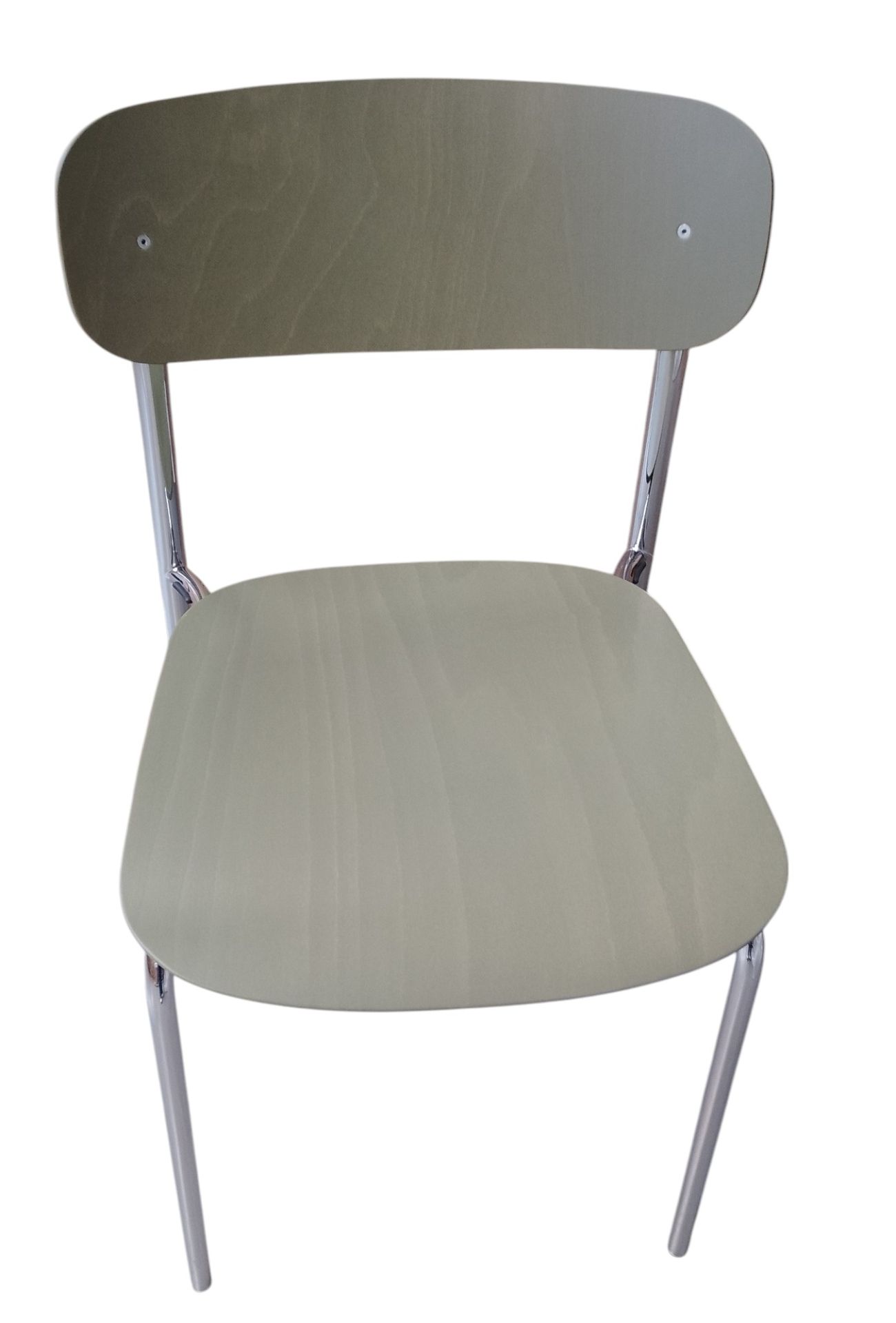 S 243 Stahlrohrstuhl in Olivgrün: Thonet Stuhl mit Stahlrohrgestell und Holz Sitzfläche.